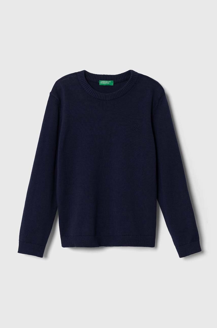Dječji pamučni pulover United Colors of Benetton bez uzorka mornarsko plava 1294G1012.P.NOS