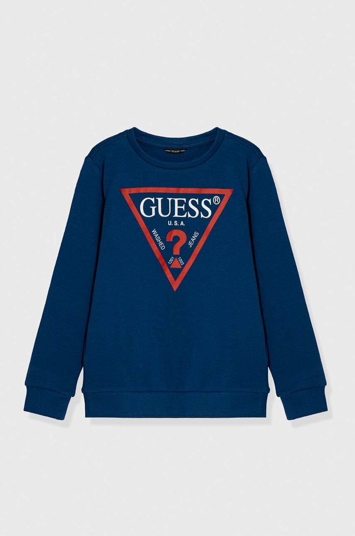 Guess bluza bawełniana dziecięca nadruk niebieski L73Q09.KAUG0.PPYH