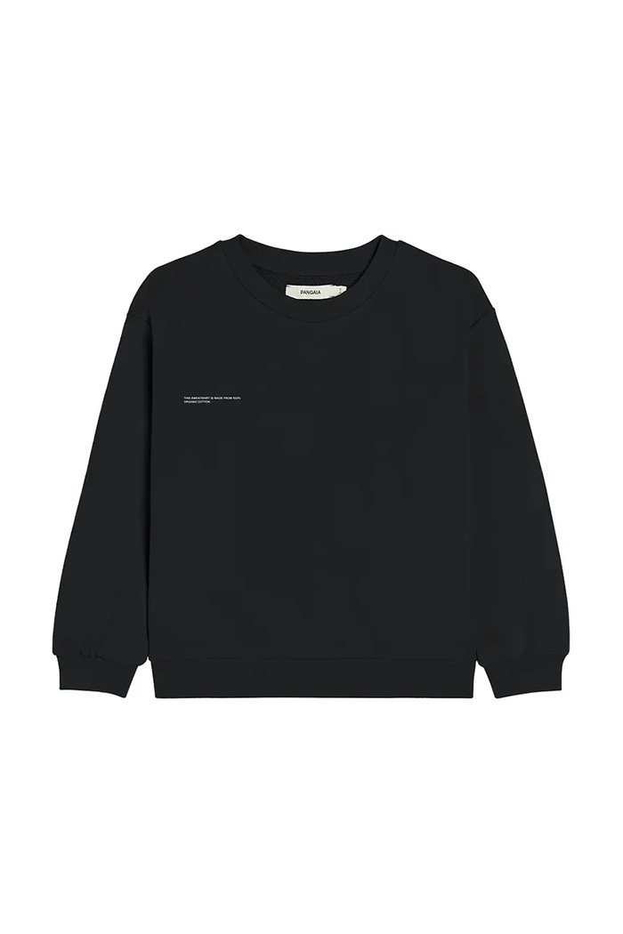 Pangaia felső KIDS' 365 MIDWEIGHT SWEATSHIRT pamut fekete 10000279.CORE