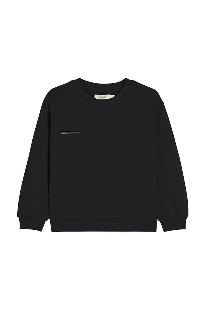 Pangaia felső KIDS' 365 MIDWEIGHT SWEATSHIRT pamut fekete 10000279.CORE
