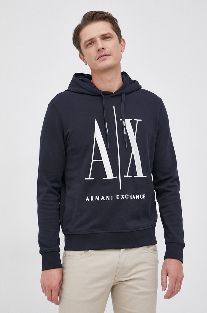 Majica Armani Exchange s kapuljačom mornarsko plava 8NZMPC.ZJ1ZZ