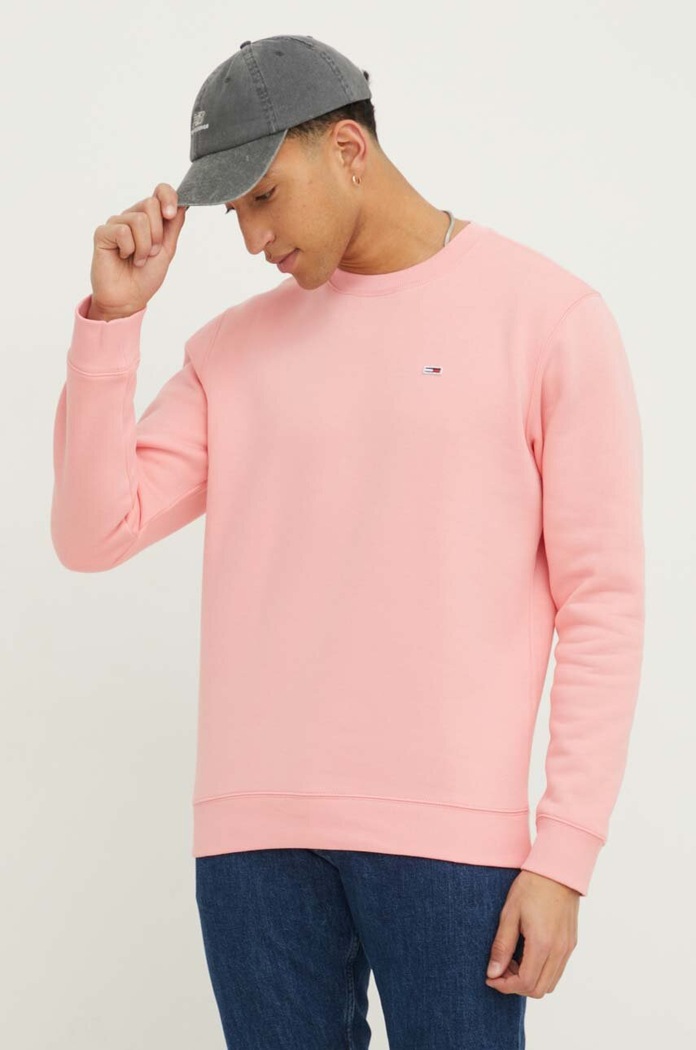 Mikina Tommy Jeans bez kapuce růžová DM0DM09591