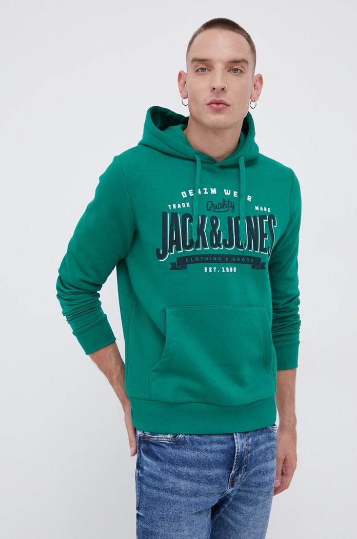 Jack & Jones Bluza z kapturem zielony 12189736