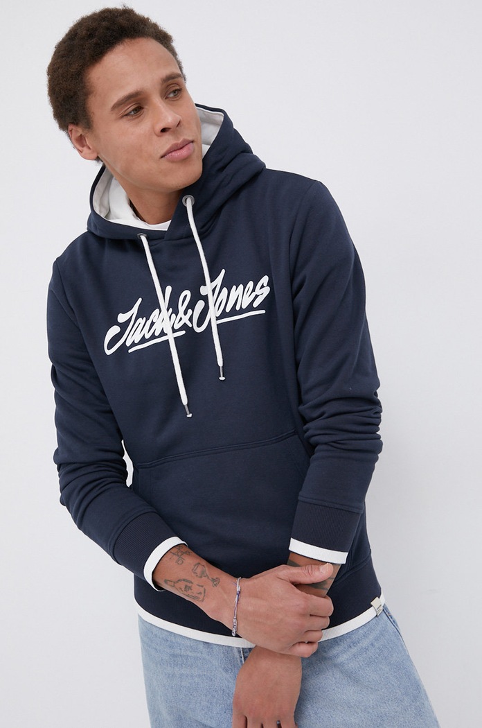 Jack & Jones Bluza z kapturem granatowy 12196558