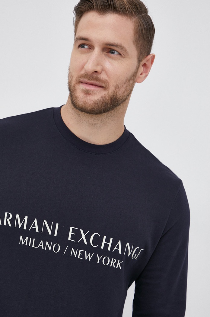 Pamučna dukserica Armani Exchange mornarsko plava 8NZM88.ZJKRZ.NOS