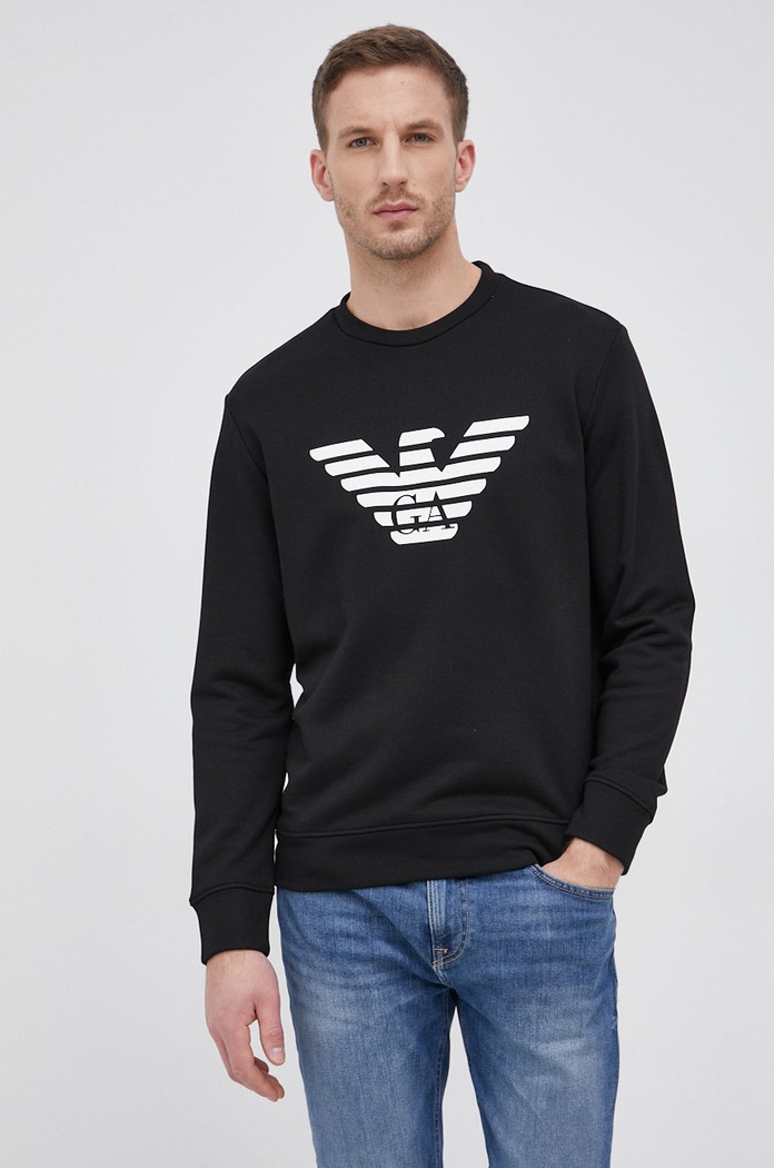 Mikina Emporio Armani bez kapucne čierna 8N1MR6.1JRIZ.NOS