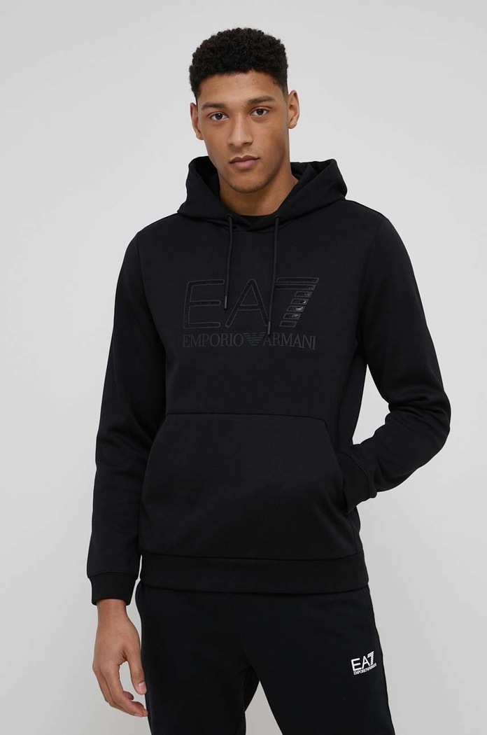 Mikina EA7 Emporio Armani s kapucí černá 3LPM91.PJARZ.NOS