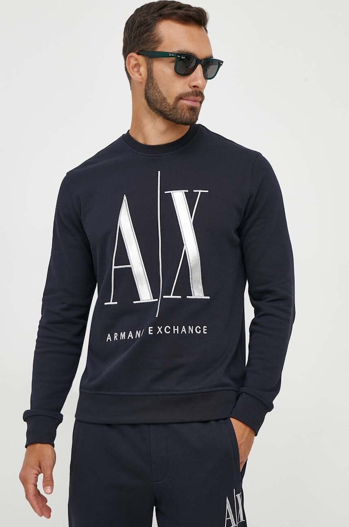 Bavlnená mikina Armani Exchange bavlna tmavomodrá 8NZMPQ.ZJ1ZZ.NOS