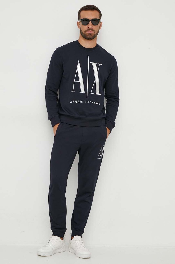 Bavlnená mikina Armani Exchange 8NZMPQ.ZJ1ZZ.NOS tmavomodrá AA00
