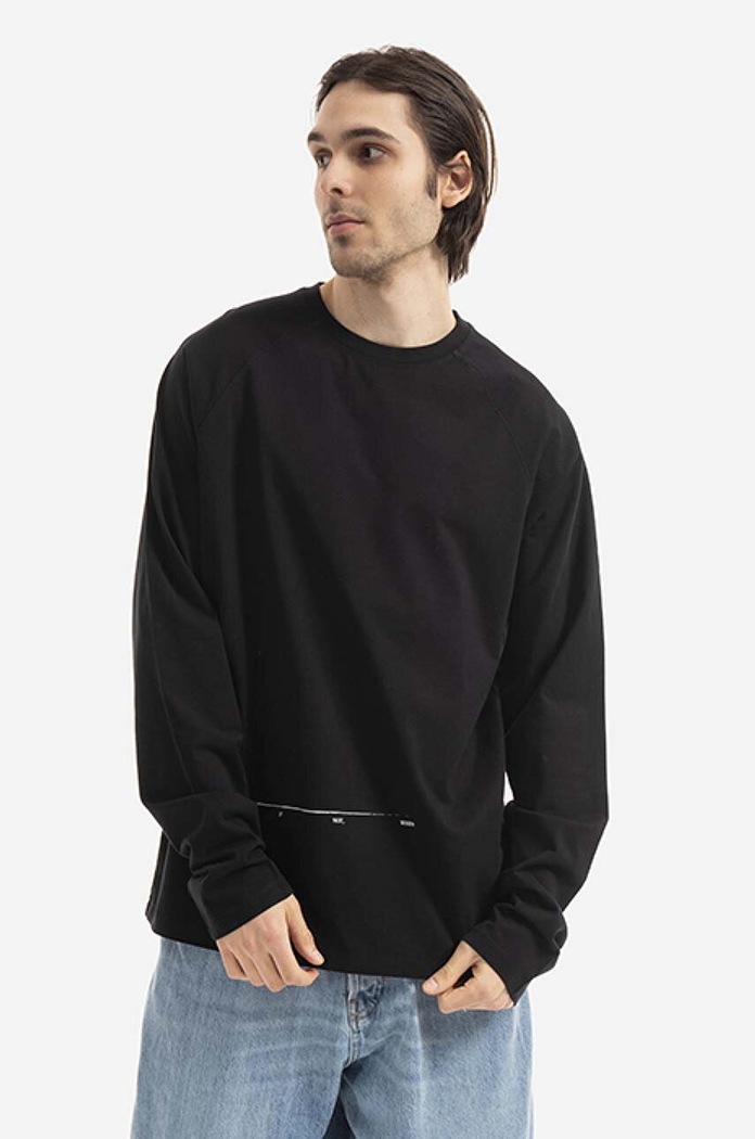 Bavlněná mikina Tom Wood Rivoli Long Sleeve 22292.975 potisk černá 22292.975