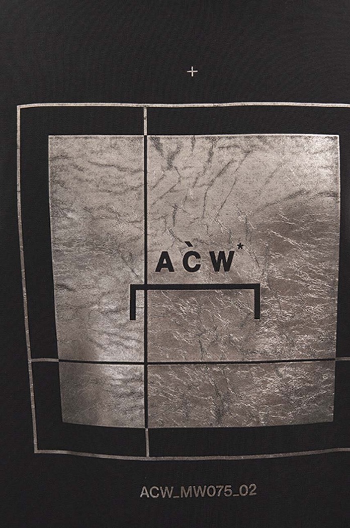 Bavlněná mikina A-COLD-WALL* Foil Grid Crewneck ACWMW075 BLACK ACWMW075. černá
