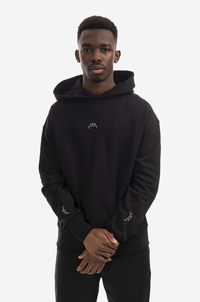 Bavlněná mikina A-COLD-WALL* Essential Hoodie s kapucí černá ACWMW081.