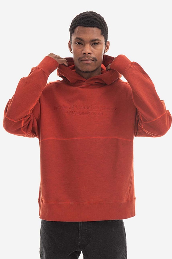 A-COLD-WALL* bluza bawełniana Overdye Hoodie bawełna czerwony ACWMW076.