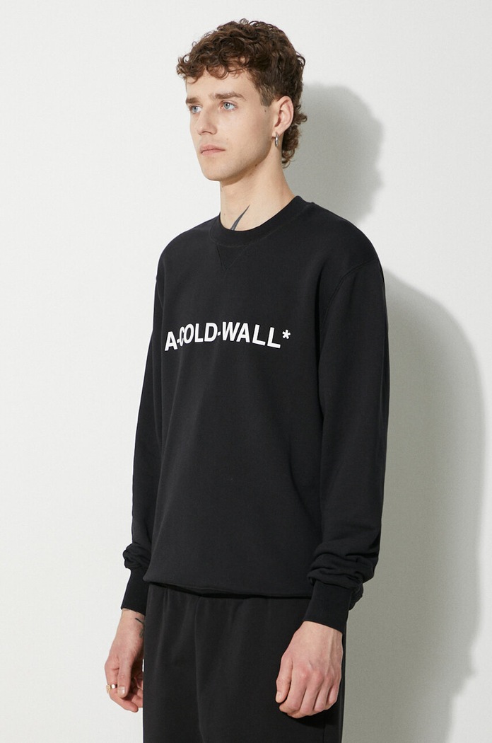 A-COLD-WALL* bluza bawełniana Essential Logo Crewneck czarny ACWMW082.
