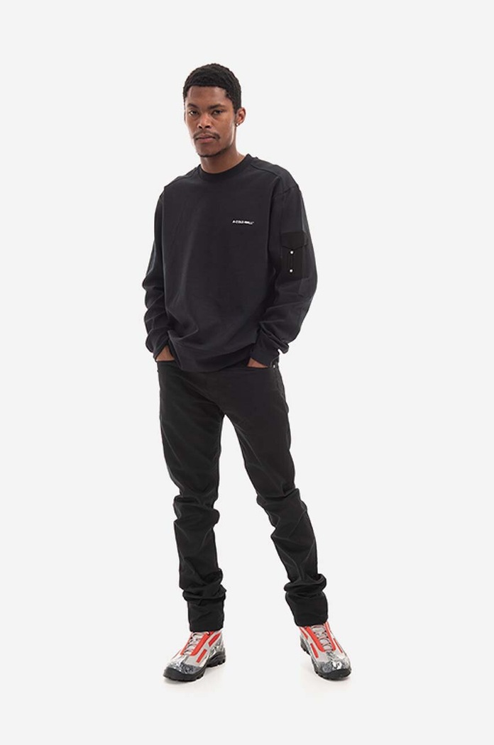 A-COLD-WALL* hanorac de bumbac Polygon Technical Crewneck ACWMW079. negru AA00