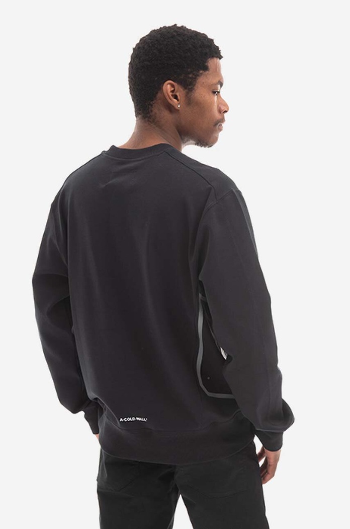 Îmbrăcăminte A-COLD-WALL* hanorac de bumbac Polygon Technical Crewneck ACWMW079. negru