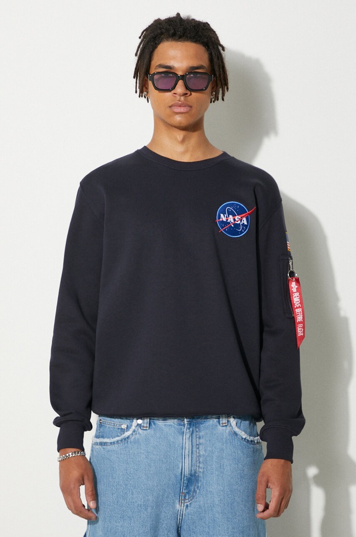 Суичър Alpha Industries Space Shuttle Sweater надпис тъмносин 178307.07