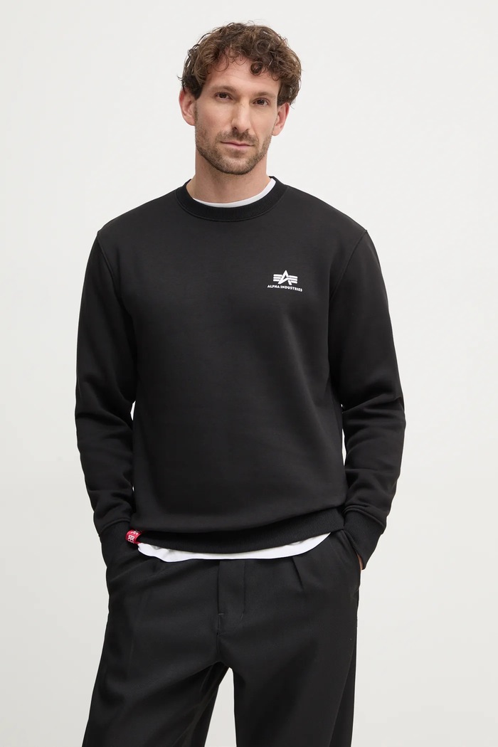 Μπλούζα Alpha Industries Bluza Alpha Industries 188307 03 χωρίς κουκούλα μαύρο 188307