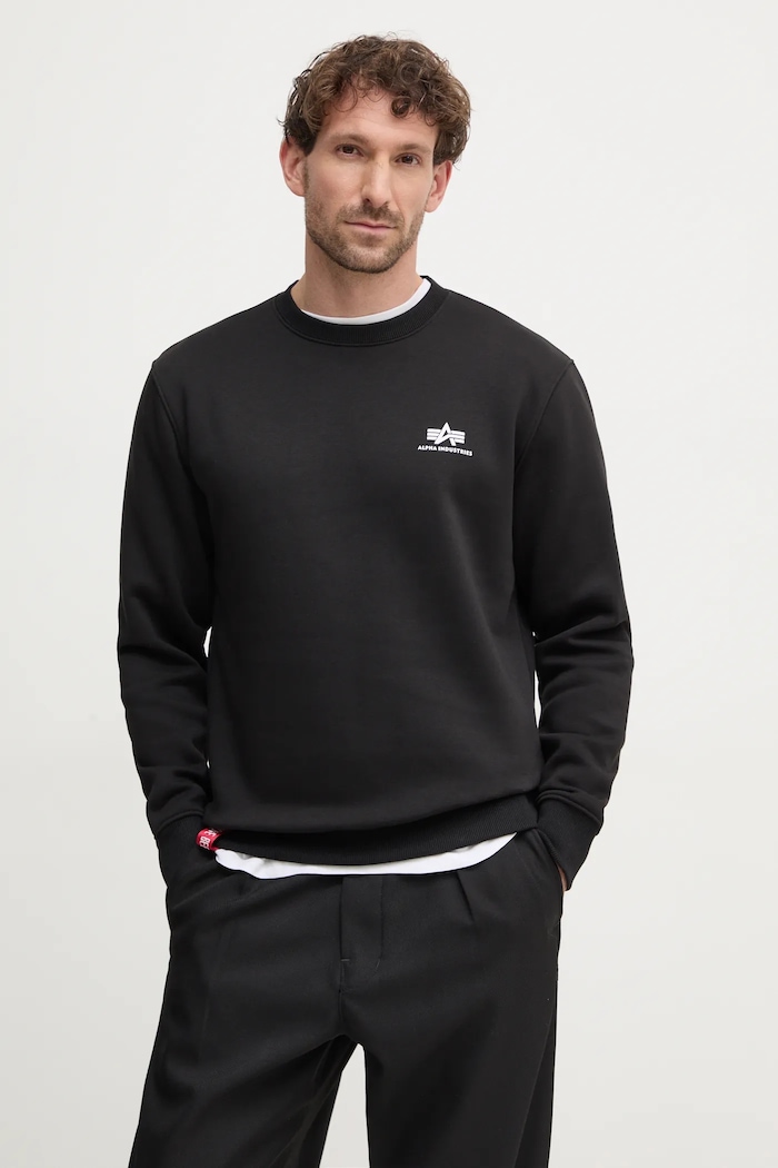 Μπλούζα Alpha Industries Bluza Alpha Industries 188307 03 χωρίς κουκούλα μαύρο 188307