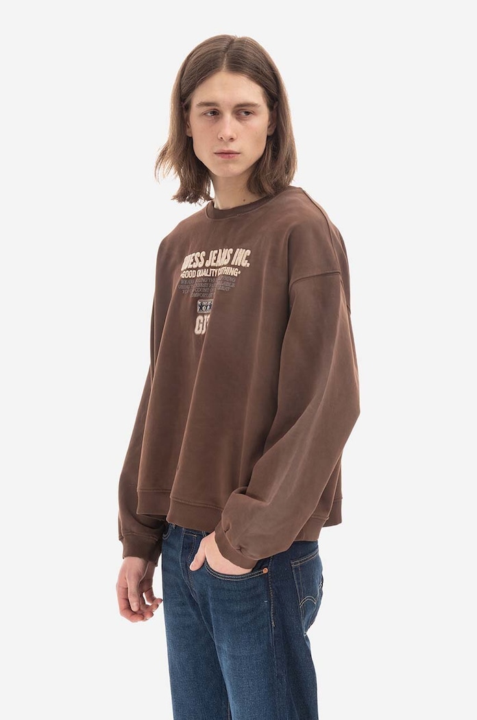 Bavlněná mikina Guess Crewneck Sweatshirt M2BQ03.KBB40 hnědá