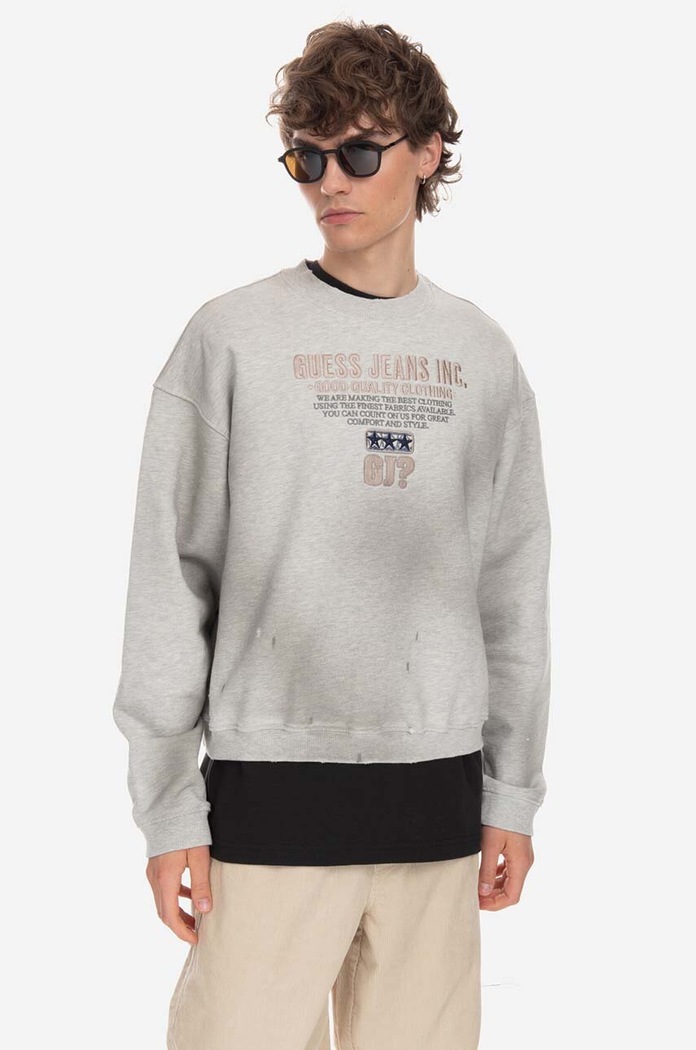 Памучен суичър Guess Crewneck Sweatshirt M2BQ03.KBB40 сив