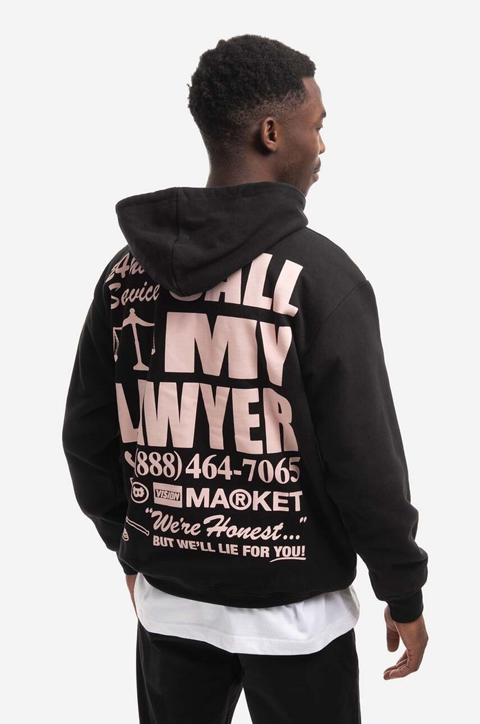Clothing Market cotton sweatshirt 24 HR Lawyer Service Hoodie 397000396 black