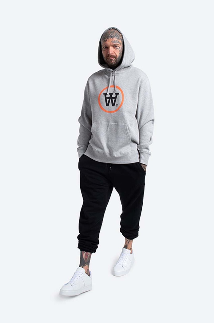 Bavlněná mikina Wood Wood Ian Hoodie 10135605-2424 GREY MELANGE 10135605.2424 šedá AA00