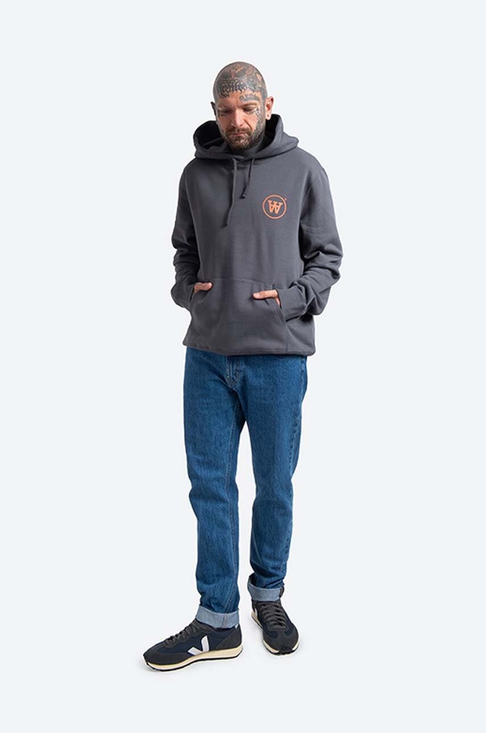 Wood Wood bluza bawełniana Ian Hoodie 10135605.2424 szary AA00