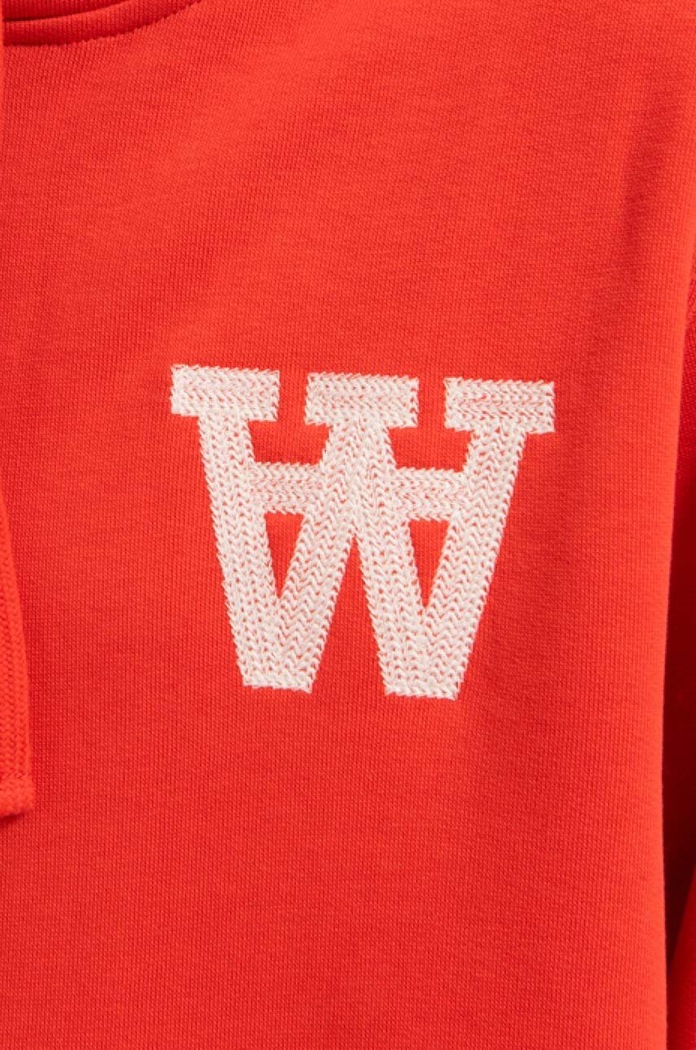 Wood Wood bluza bawełniana Ian AA Hoodie czerwony 10295600.2424