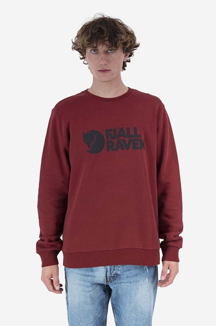 Fjallraven bluza męska bawełniana Fjällräven Logo aplikacja czerwony F84142
