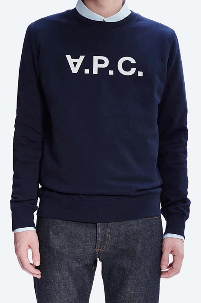Памучен суичър A.P.C. Sweat Vpc COECQ-H27378 BLACK тъмносин COECQ.H27378