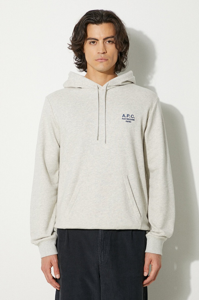 Памучен суичър A.P.C. Marvin Hoodie COEZD-H27733 BLACK щампа сив COEZD.H27733