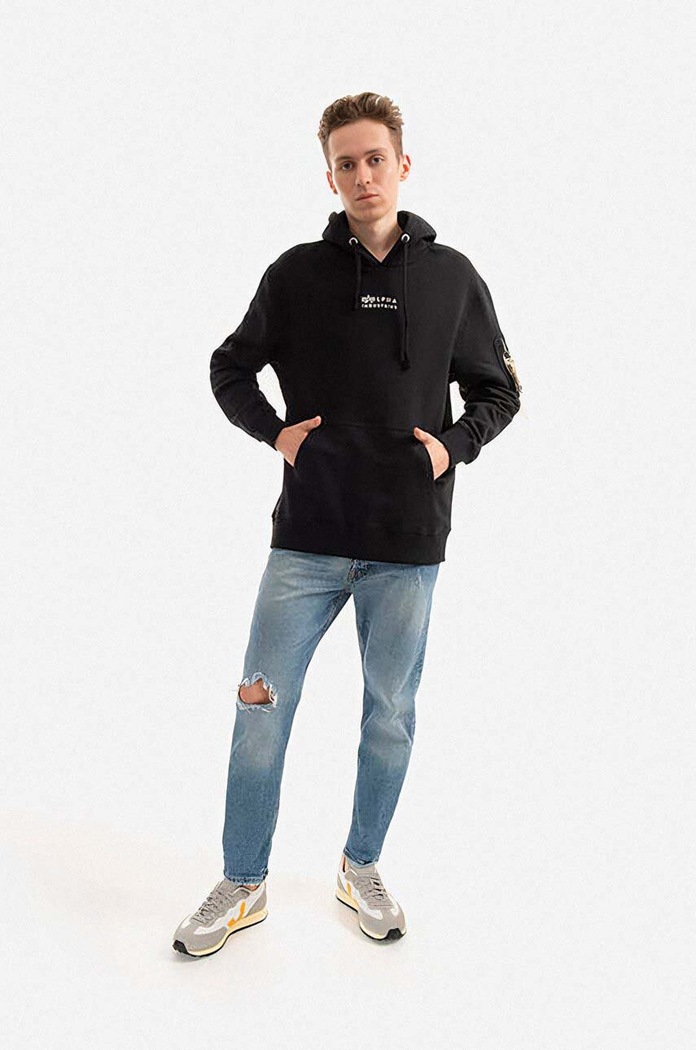 Bavlněná mikina Alpha Industries 118350.649 černá AA00