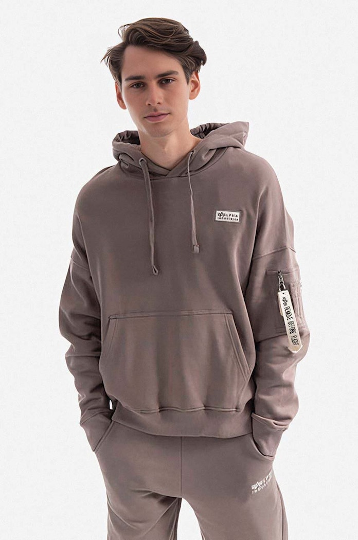 Alpha Industries cotton sweatshirt Organics OS Hoody cotton brown 118349.628