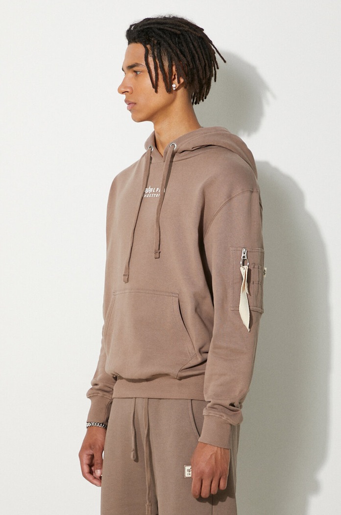 Bluza bawełniana Organics EMB Hoody Alpha Industries 118350.628 beżowy
