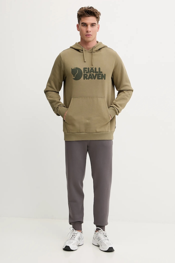 Pamučna dukserica Fjallraven Logo Hoodie M F84144.622 zelena SS26