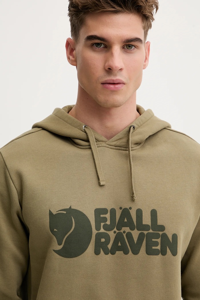 Pamučna dukserica Fjallraven Logo Hoodie M zelena F84144.622