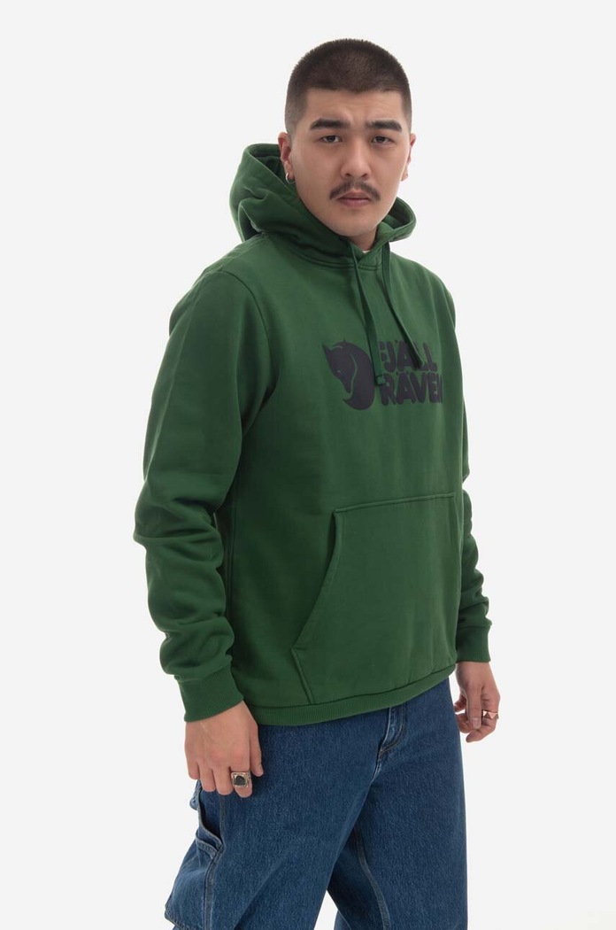 Fjallraven bluza bawełniana Logo Hoodie zielony F84144.678