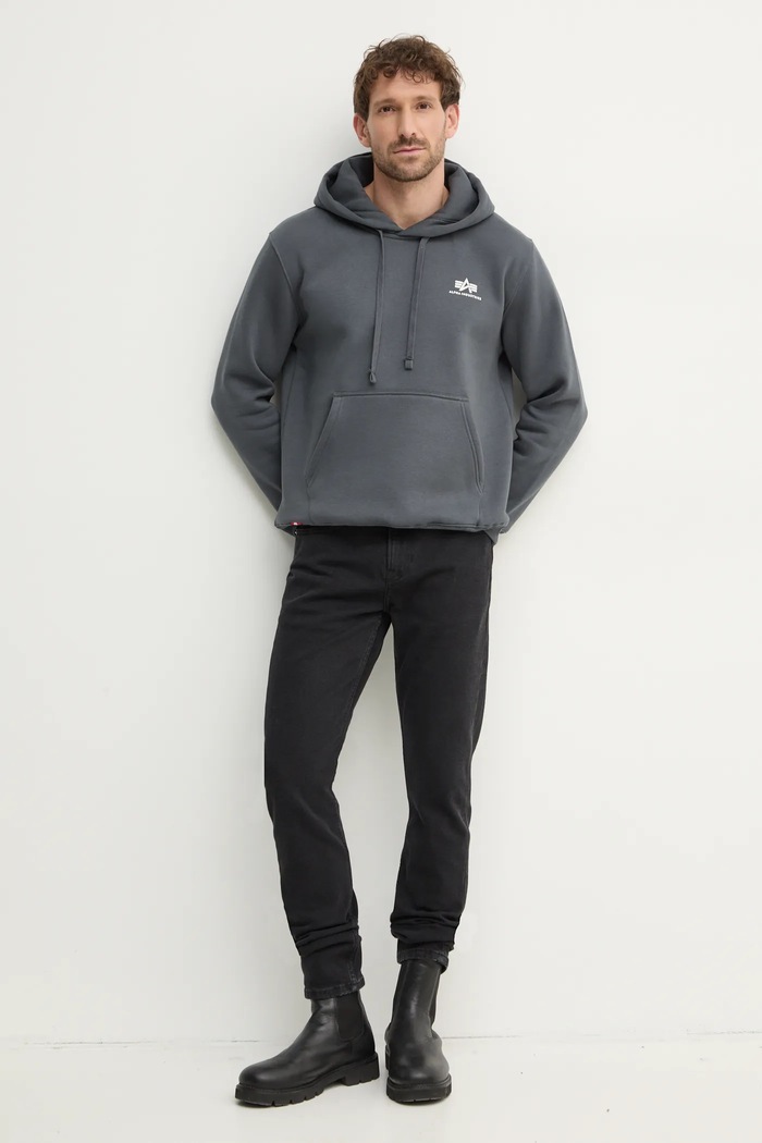 Alpha Industries bluză Basic Hoody Small Logo 196318.136 gri SS25