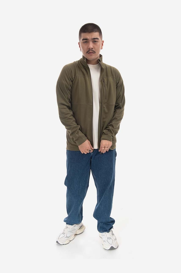 Суичър Fjallraven Lite Fleece Jacket M F86971 620 без качулка зелен F86971.620