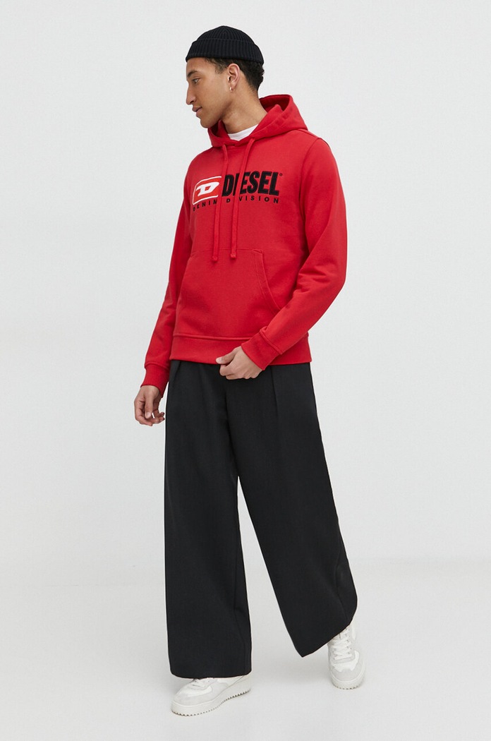 Diesel bluza bawełniana S-GINN-HOOD-DIV A03757.0GEAD czerwony AA00