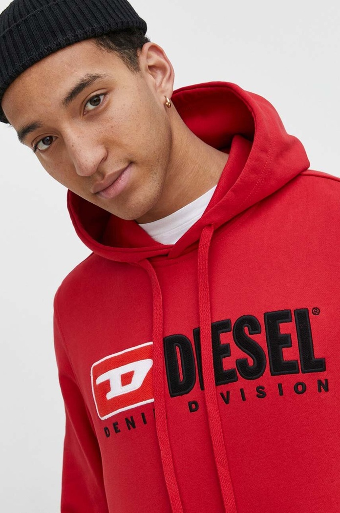 Diesel bluza bawełniana S-GINN-HOOD-DIV czerwony A03757.0GEAD