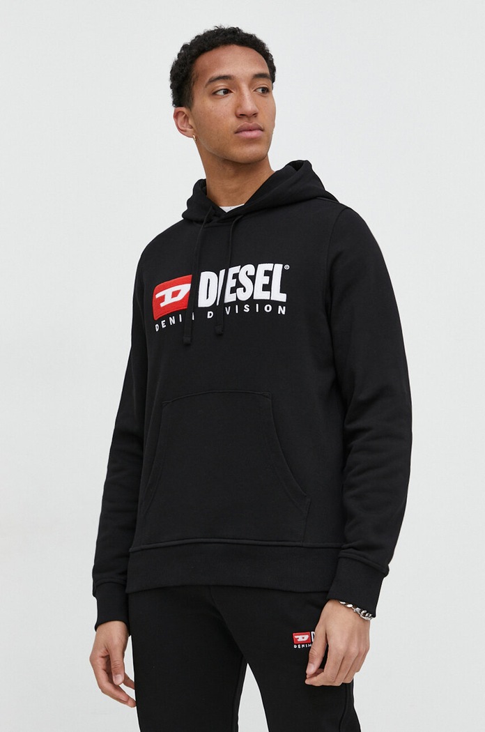 Bavlnená mikina Diesel S-GINN-HOOD-DIV čierna A03757.0GEAD