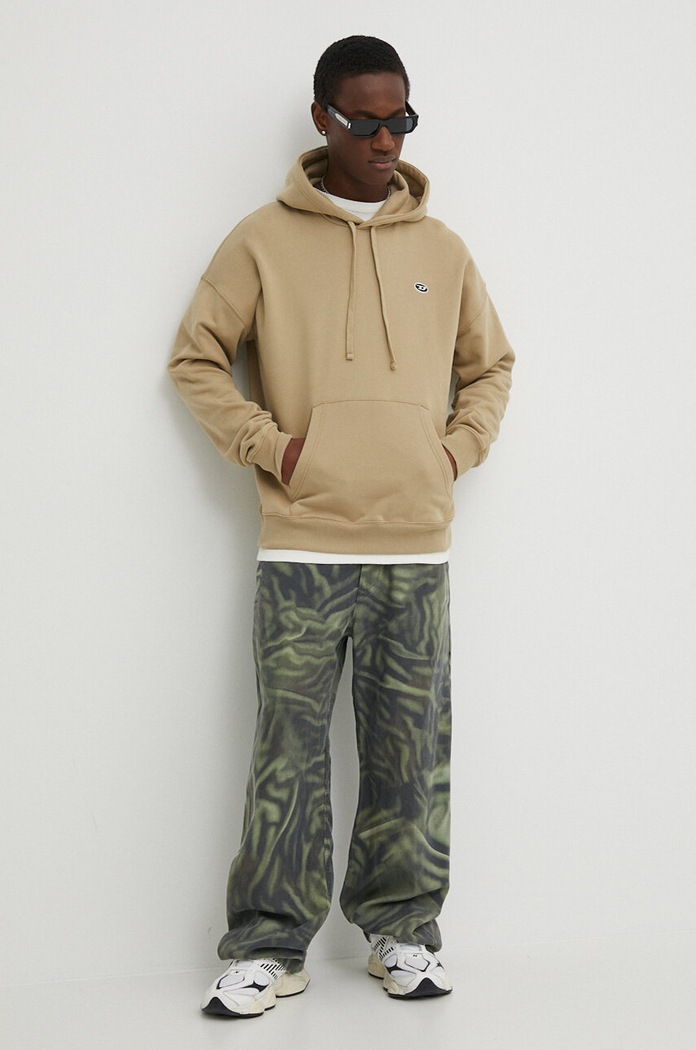 Diesel bluza bawełniana S-ROB-HOOD-DOVAL-PJ A03786.0BKAF beżowy AA00