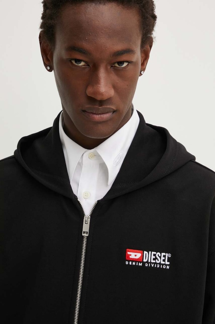 Diesel bluza bawełniana S-BOXT-HOOD-ZIP-DIV czarny A14946.0GEAD