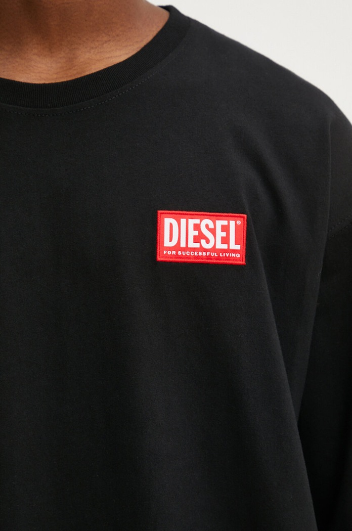 Diesel longsleeve bawełniany T-BOXT-LS-LAB A14948.0NIAR czarny