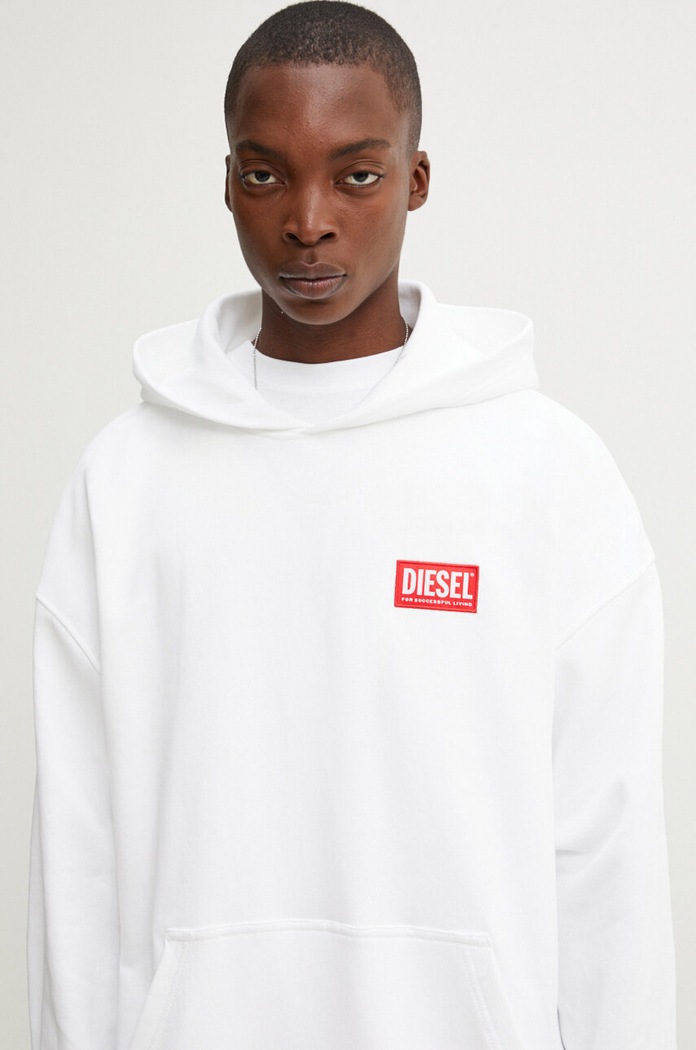 Diesel bluza bawełniana S-BOXT-HOOD-LAB biały A14949.0ILAC