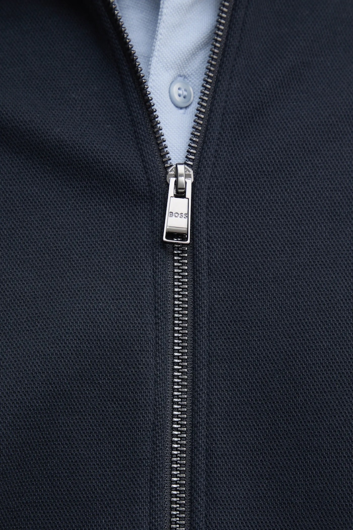 BOSS mikina na zips pánska s bavlnou H-Shepherd 100 50532755 tmavomodrá