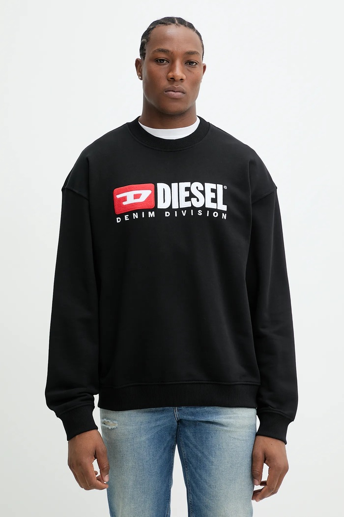 Памучен суичър Diesel S-BOXT-DIV SWEAT-SHIRT памук черен A15753.0GEAD