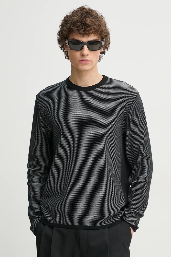 Sveter Rag & Bone jemný vzor čierna MBS23S011UC11